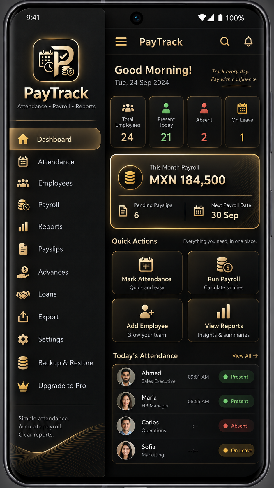 PayTrack dashboard